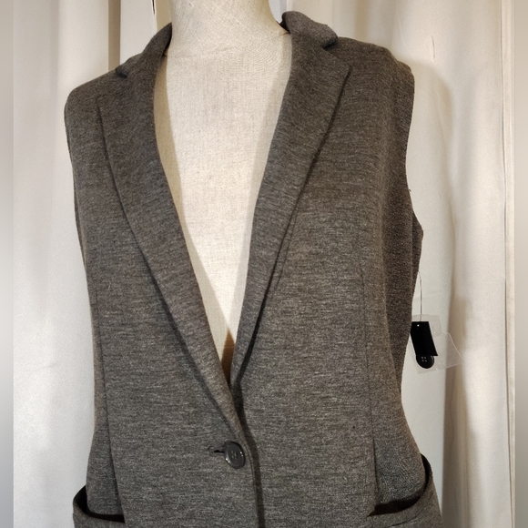 Apartment 9 TAG Sleeveless Cardigen Sweatshirt, Women New, Gray, V-Neck,BttnUp S - Picture 8 of 11